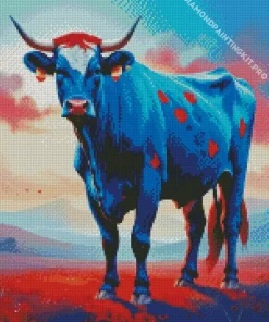 Blue Cow Animal Diamond Painting
