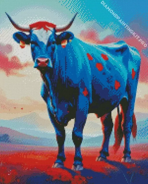 Blue Cow Animal Diamond Painting