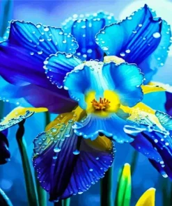 Blue Iris Flowers Diamond Painting