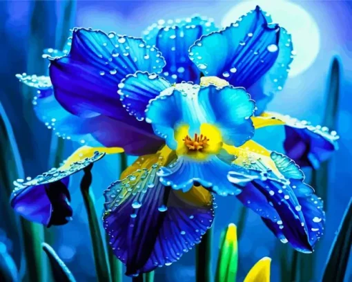 Blue Iris Flowers Diamond Painting