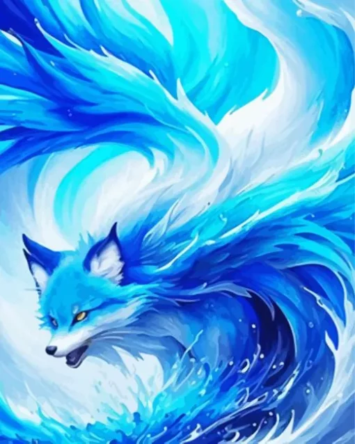 Blue Kitsune Diamond Painting