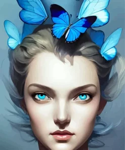 Blue Lady Butterfly Diamond Painting