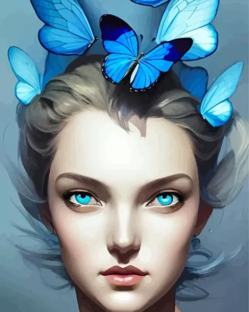 Blue Lady Butterfly Diamond Painting