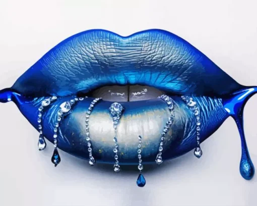 Blue Lips Diamond Painting