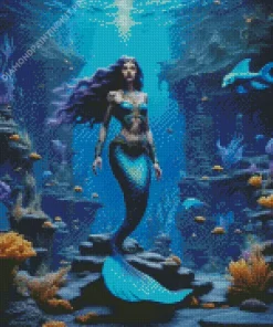 Blue Mermaid Underwater Diamond Painting