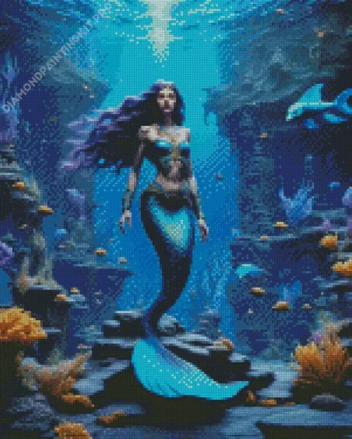Blue Mermaid Underwater Diamond Painting
