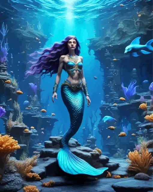 Blue Mermaid Underwater Diamond Painting