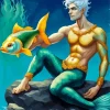 Blue Merman Diamond Painting
