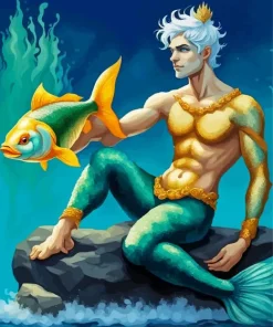 Blue Merman Diamond Painting