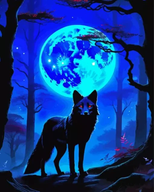 Blue Moon Wolf Diamond Painting