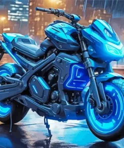 Blue Motorbike Diamond Painting