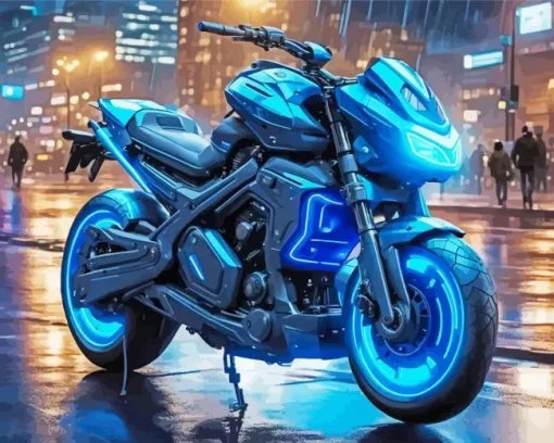 Blue Motorbike Diamond Painting