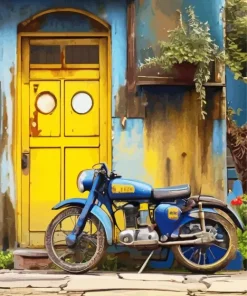 Blue Motorbike Diamond Painting