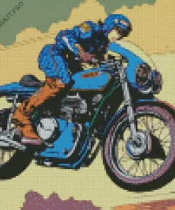 Blue Motorcycle Diamond Painting