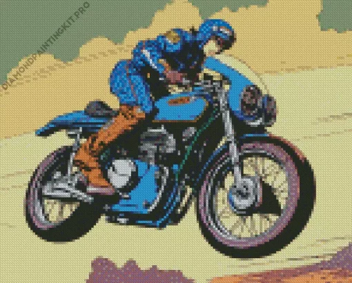 Blue Motorcycle Diamond Painting