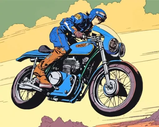 Blue Motorcycle Diamond Painting