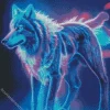 Blue Neon Wolf Diamond Painting
