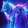 Blue Neon Wolf Diamond Painting
