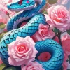 Blue Pit Viper And Roses Diamond Painting