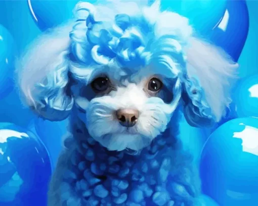 Blue Poodle Dog Diamond Painting