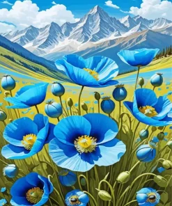 Blue Poppies Diamond Painting