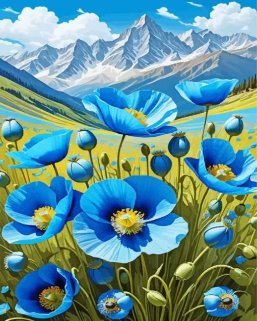 Blue Poppies Diamond Painting
