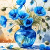 Blue Poppies Vase Diamond Painting