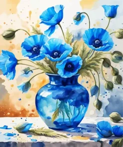 Blue Poppies Vase Diamond Painting
