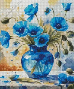 Blue Poppies Vase Diamond Painting