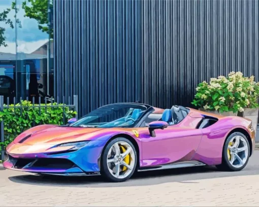 Blue Purple Car Diamond Painting