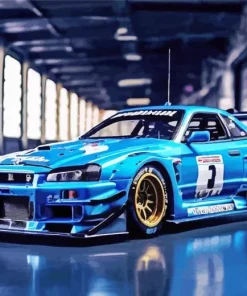 Blue Race Car Diamond Painting
