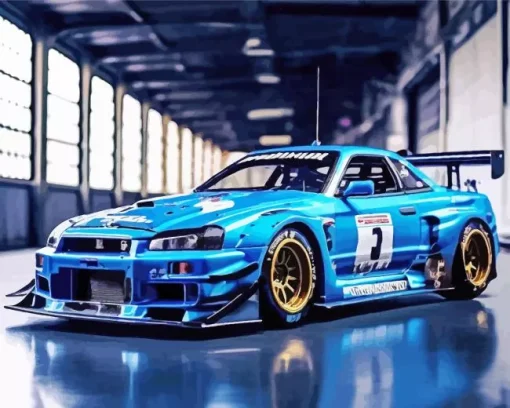 Blue Race Car Diamond Painting