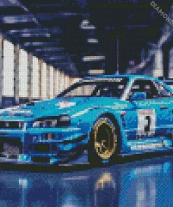 Blue Race Car Diamond Painting
