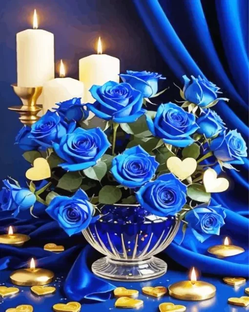 Blue Rose Vase Diamond Painting