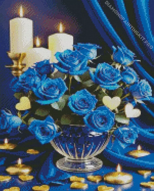 Blue Rose Vase Diamond Painting