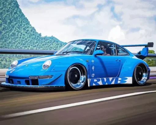 Blue Rwb Porsche Diamond Painting