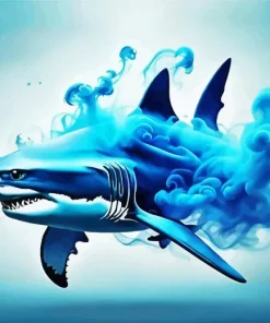 Blue Smoke Shark Diamond Painting