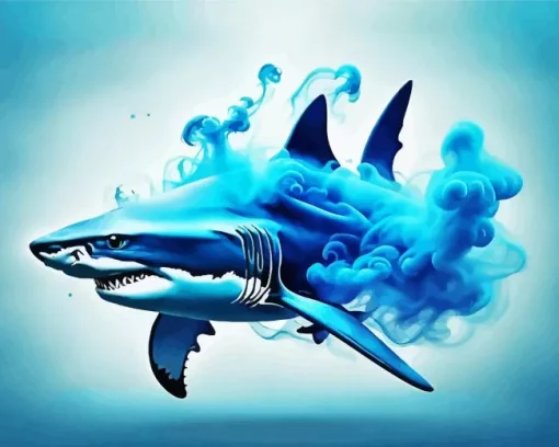 Blue Smoke Shark Diamond Painting