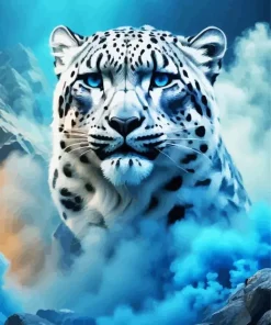 Blue Smoke Snow Leopard Diamond Painting