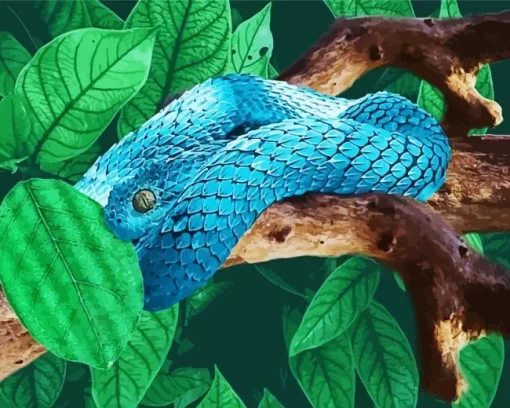 Blue Spiny Bush Viper Diamond Painting