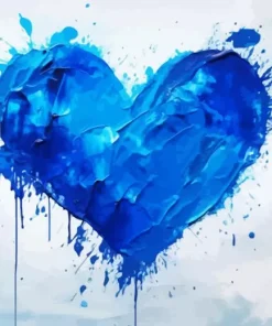 Blue Splatter Heart Diamond Painting