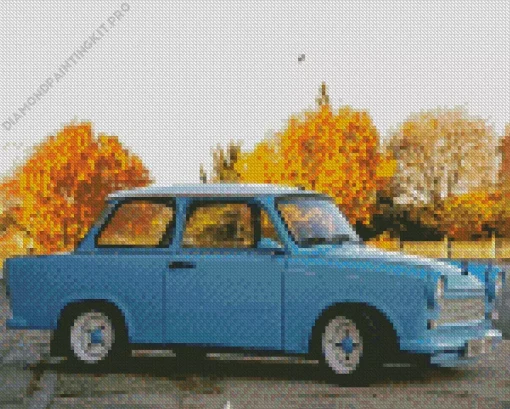Blue Trabant Car Diamond Painting