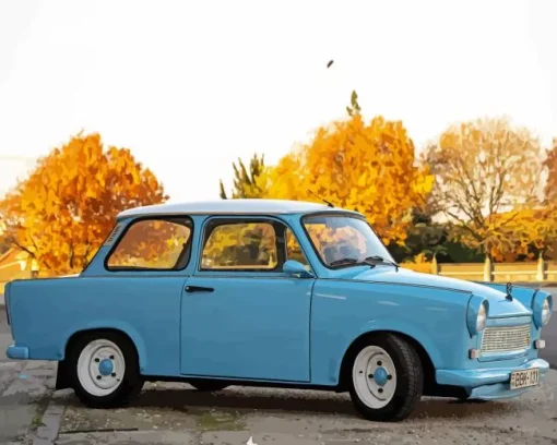 Blue Trabant Car Diamond Painting