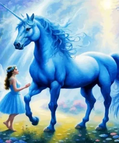 Blue Unicorn And Fairy Diamond Painting
