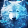 Blue Wolf Face Diamond Painting