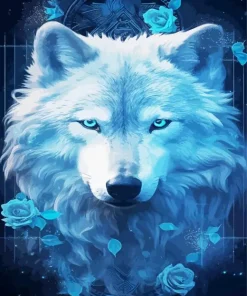 Blue Wolf Face Diamond Painting