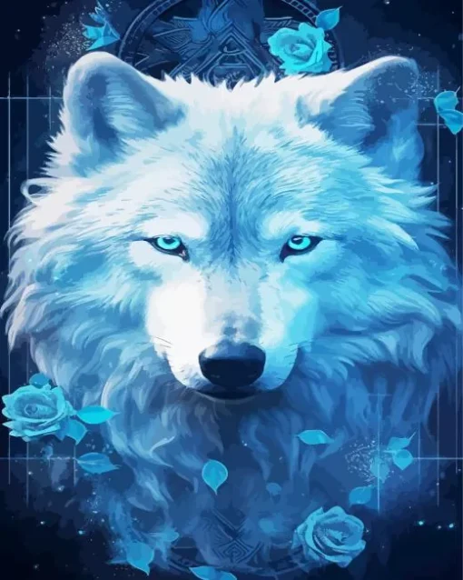 Blue Wolf Face Diamond Painting
