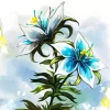 Blue Zelda Flowers Diamond Painting