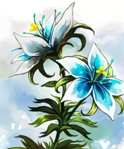 Blue Zelda Flowers Diamond Painting