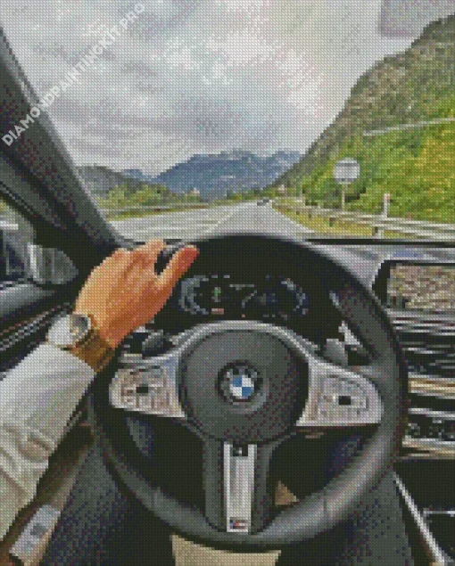 Bmw Steering Wheel With Hand Diamond Painting
